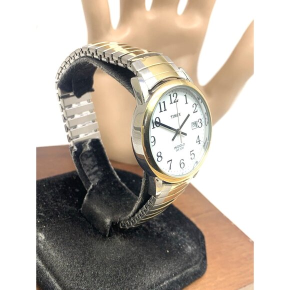 Timex Men's Watch T2H311 Indiglo White Dial Quartz Two Tone Expansion Band 35mm - Picture 13 of 13